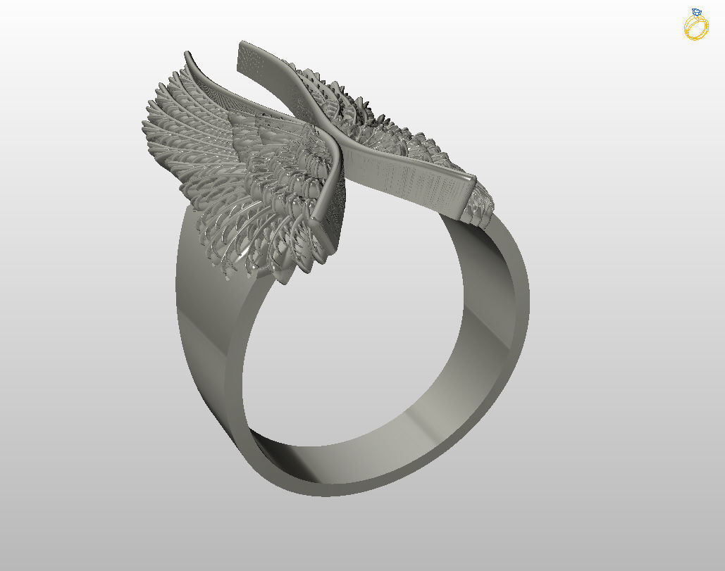 Angel wings ring 3D print model_10