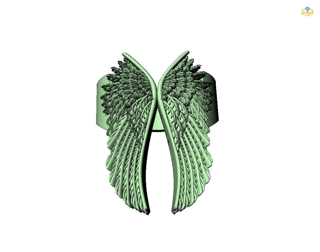 Angel wings ring 3D print model_34