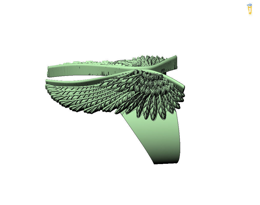 Angel wings ring 3D print model_36