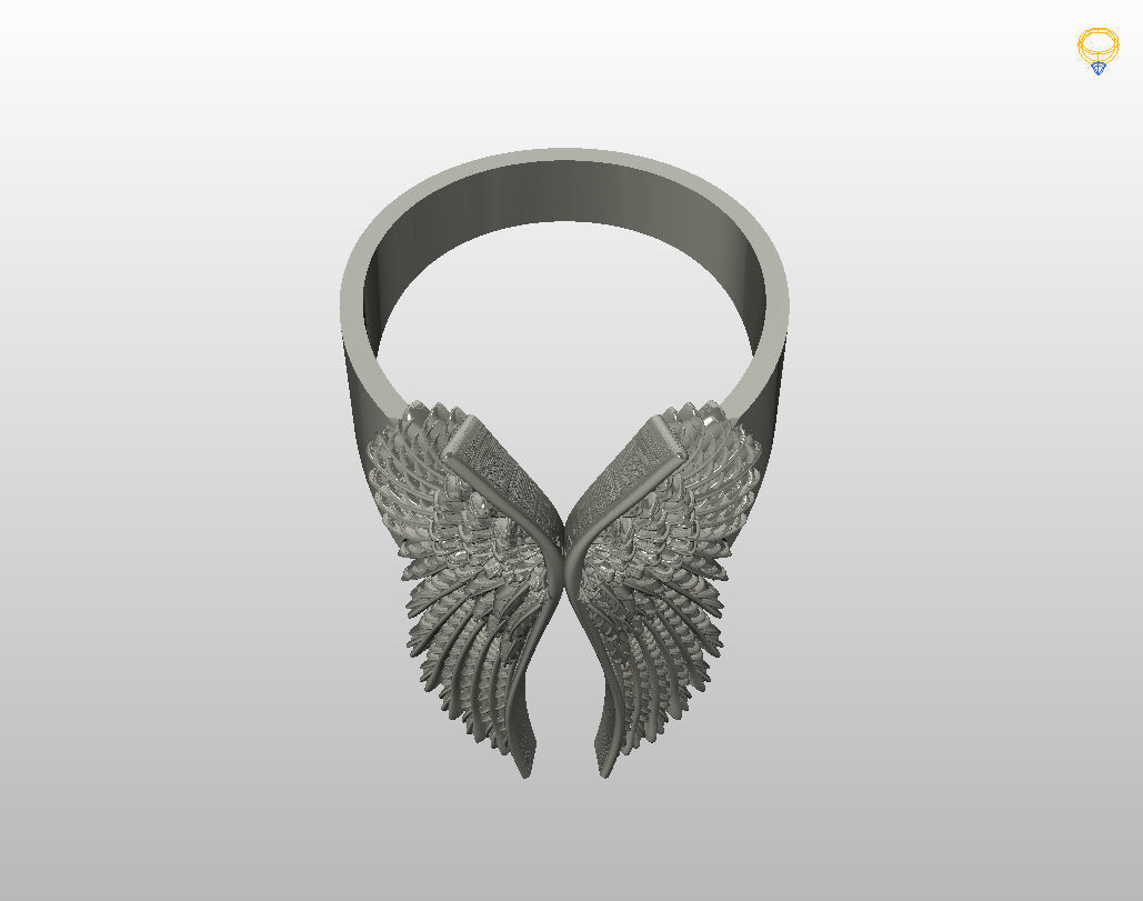 Angel wings ring 3D print model_20