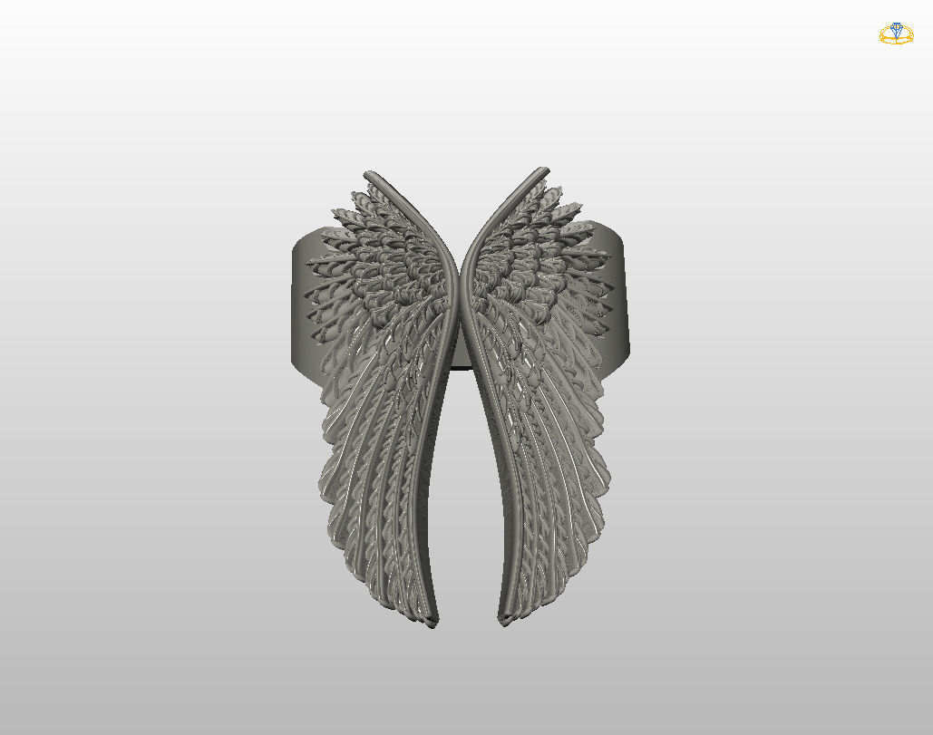 Angel wings ring 3D print model_16