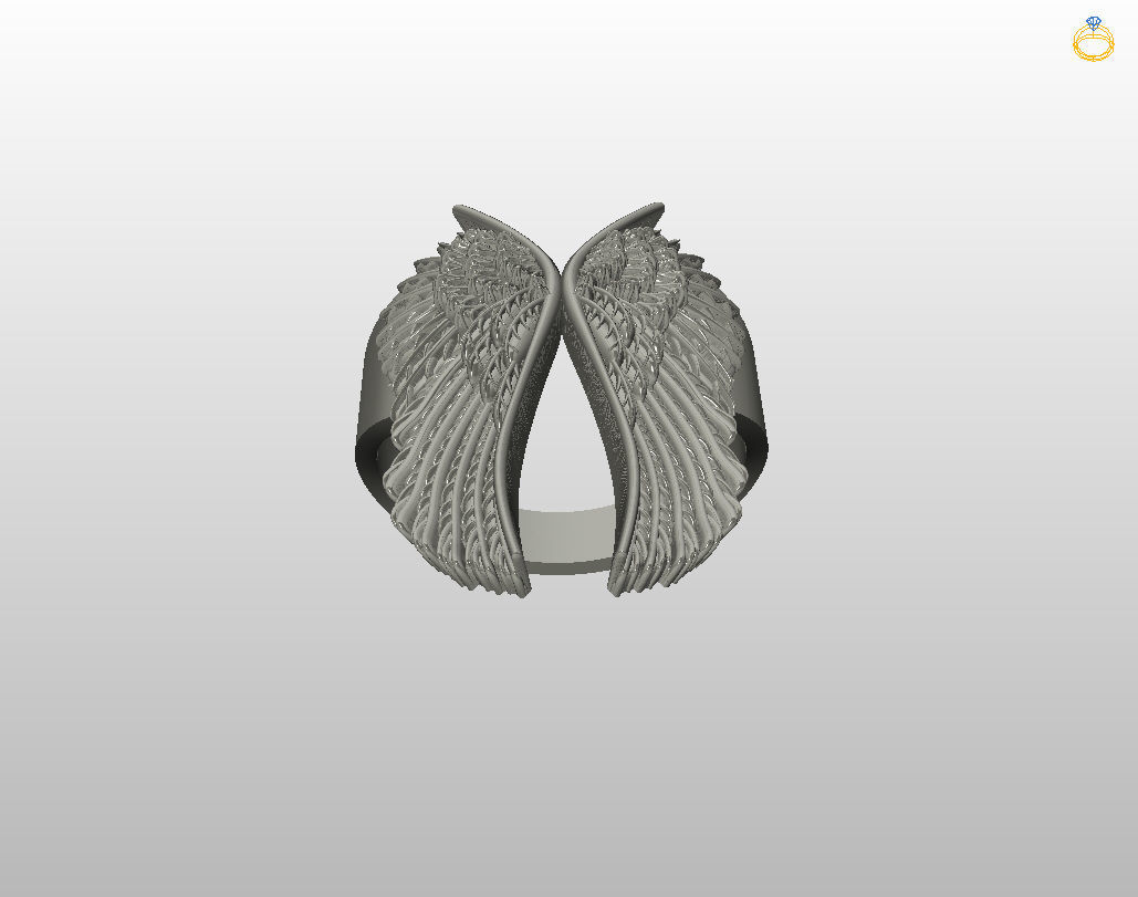 Angel wings ring 3D print model_15