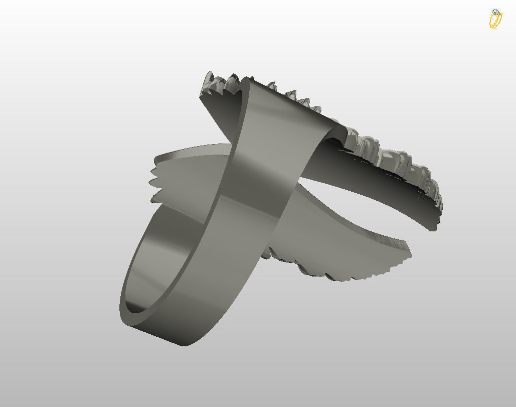 Angel wings ring 3D print model_26