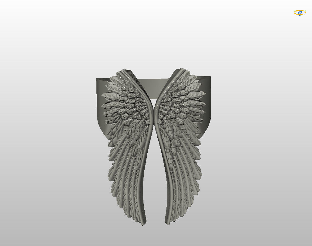 Angel wings ring 3D print model_17