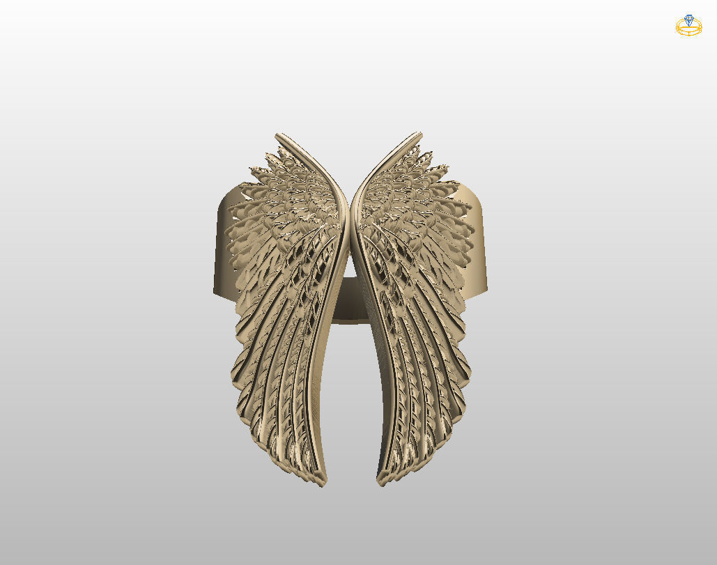 Angel wings ring 3D print model_28