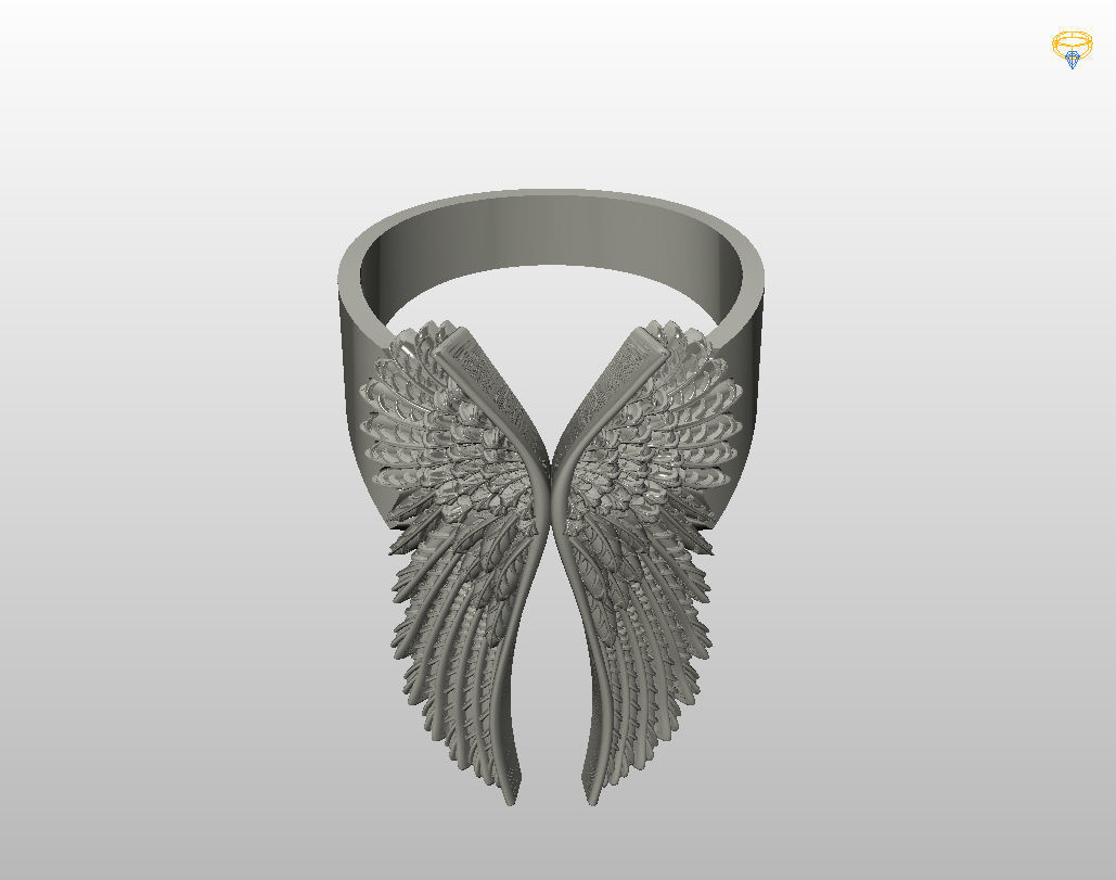 Angel wings ring 3D print model_19