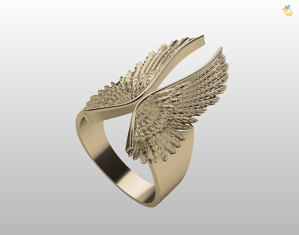 Angel wings ring 3D print model_32