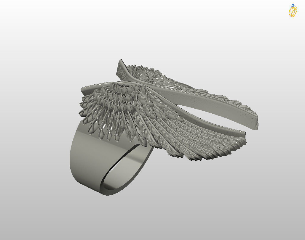 Angel wings ring 3D print model_5