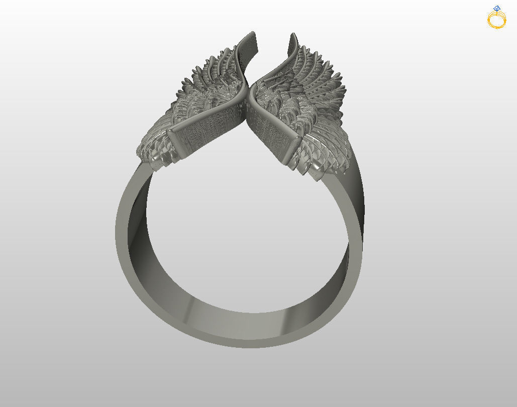 Angel wings ring 3D print model_9