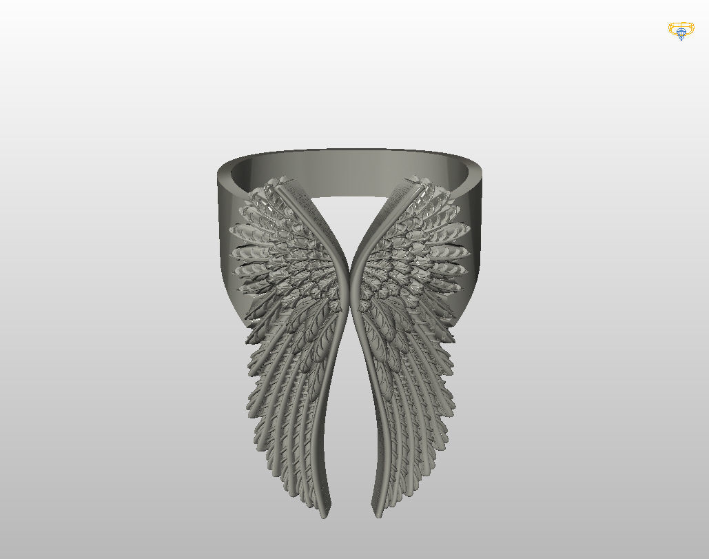 Angel wings ring 3D print model_18