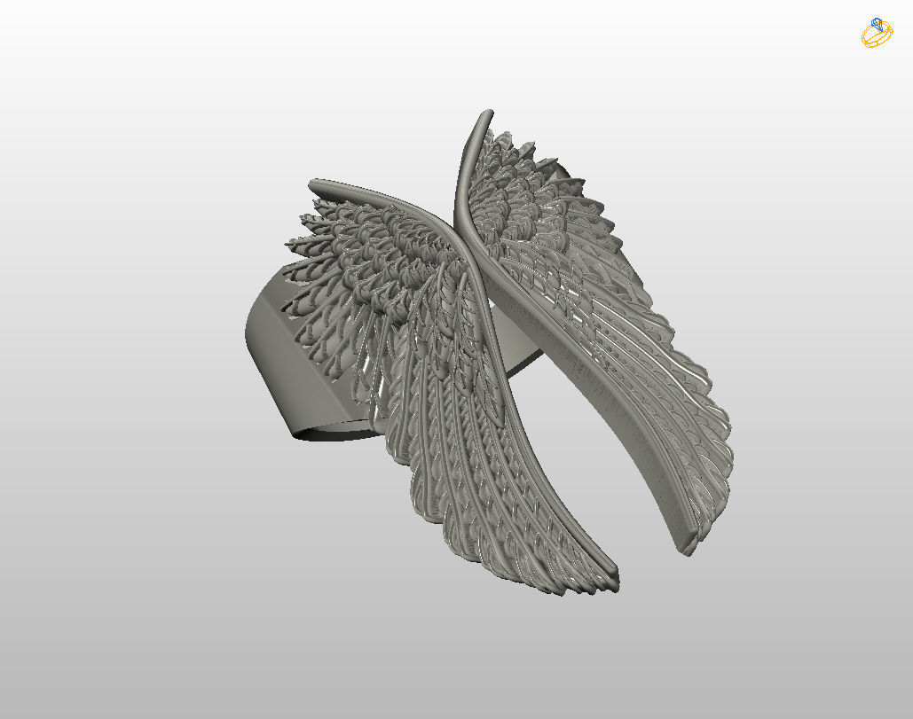 Angel wings ring 3D print model_4