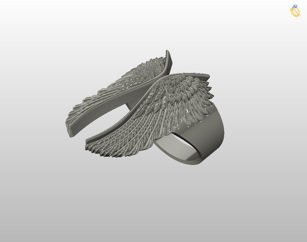 Angel wings ring 3D print model_14