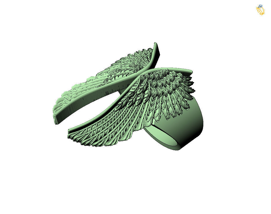 Angel wings ring 3D print model_35