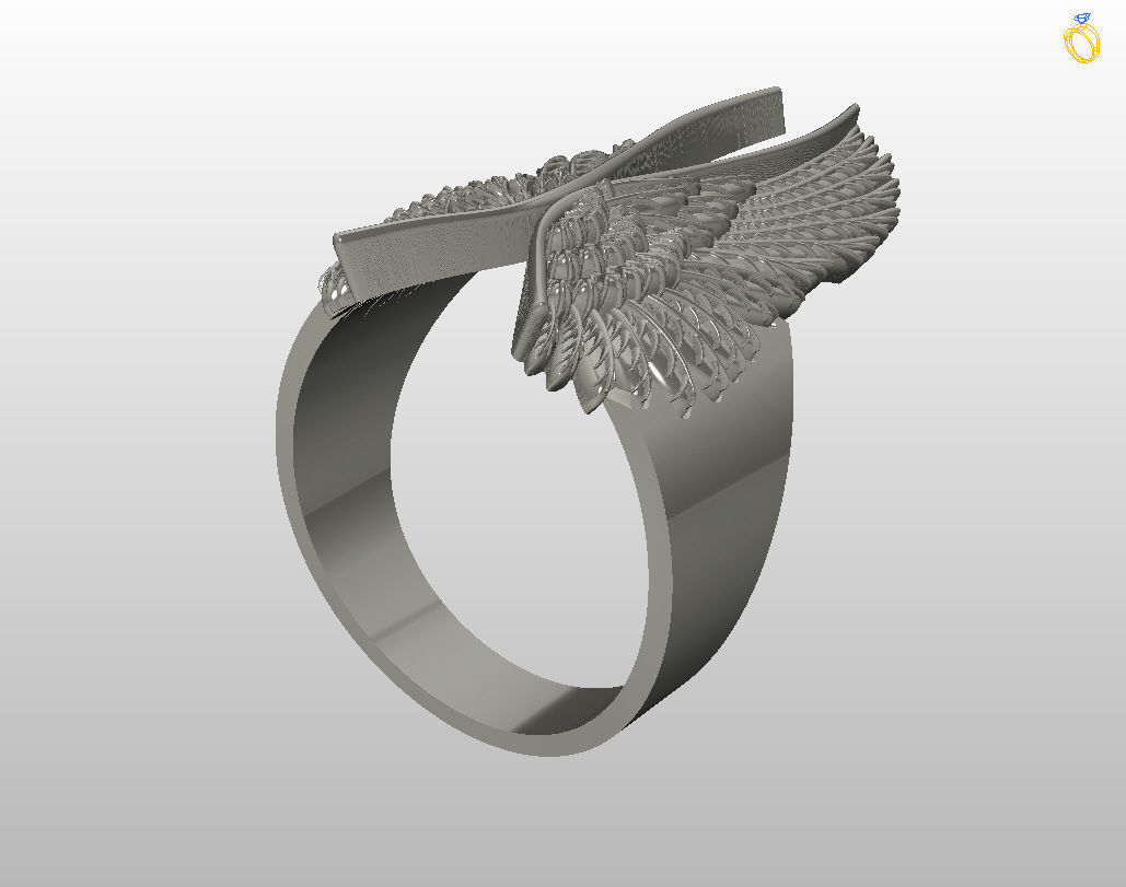Angel wings ring 3D print model_8