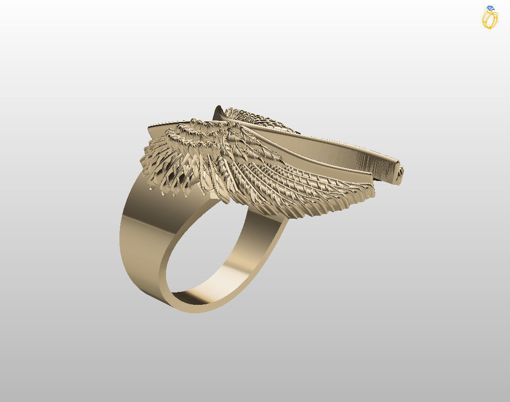 Angel wings ring 3D print model_31