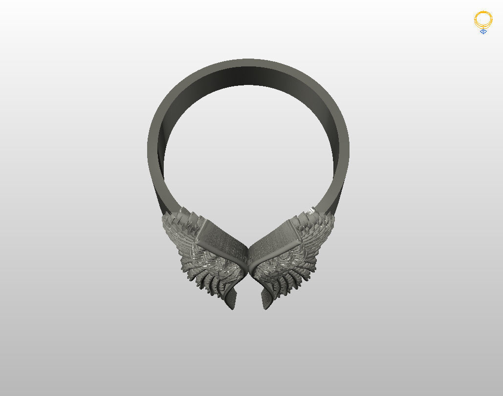 Angel wings ring 3D print model_21