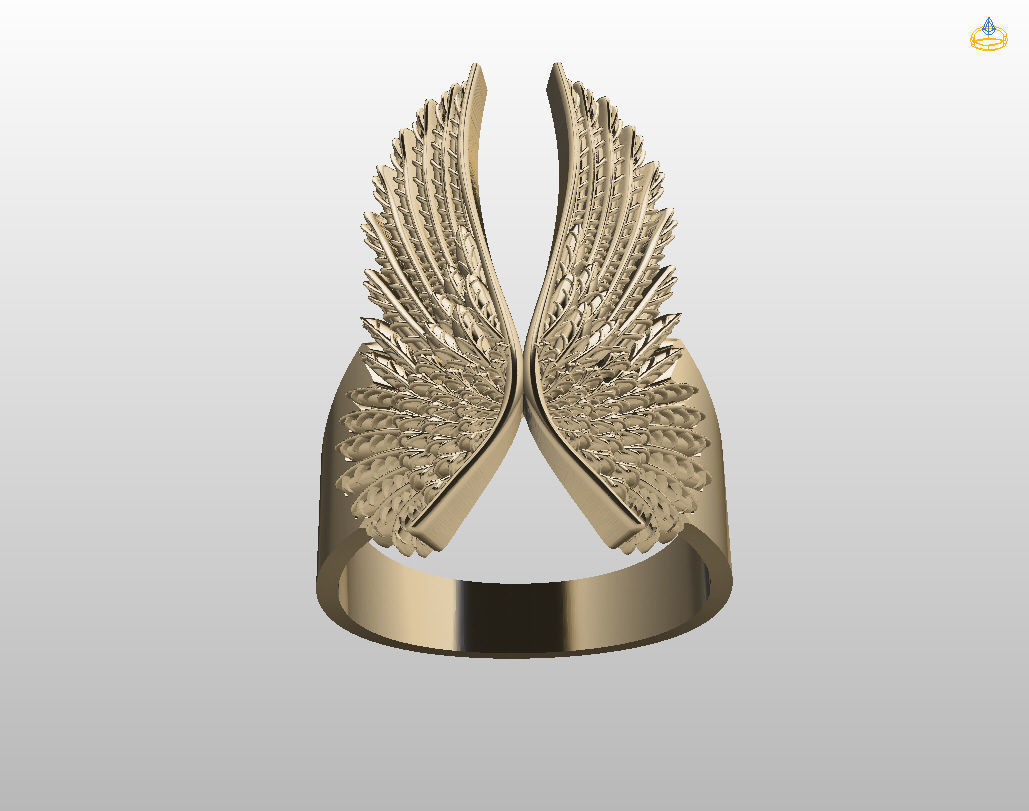 Angel wings ring 3D print model_33
