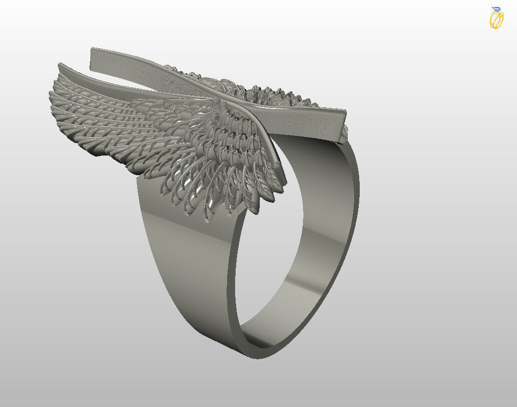 Angel wings ring 3D print model_11