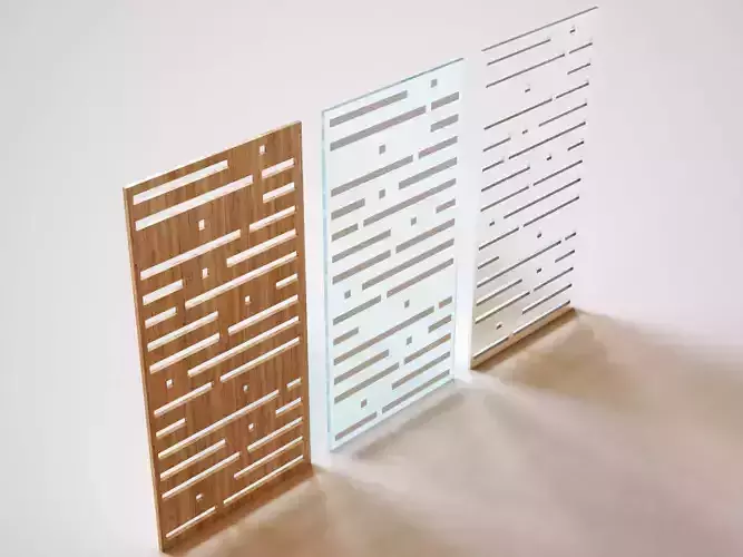 Partition glass wall with wooden strips