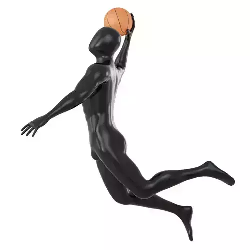 Black mannequin jumping with a basketball 163