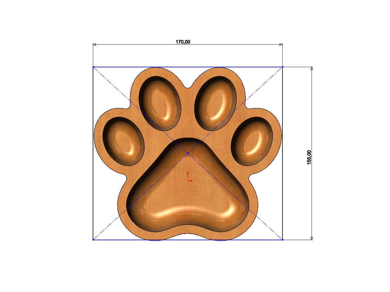 Paw shaped bowl 3D print model_3