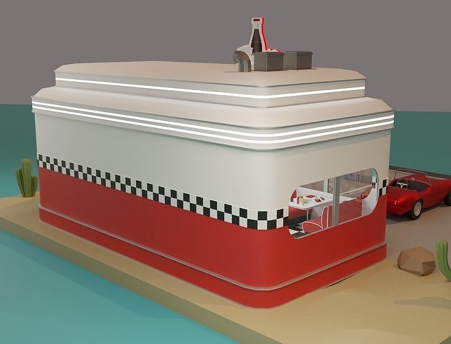 American diner - Full version Low-poly 3D model 5