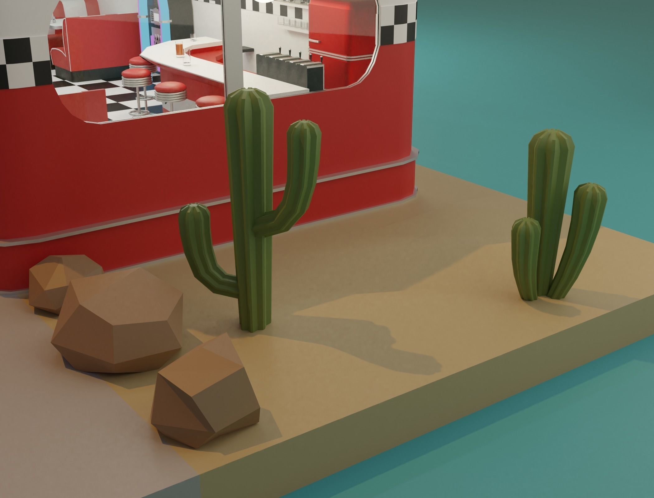 American diner - Full version Low-poly 3D model_19