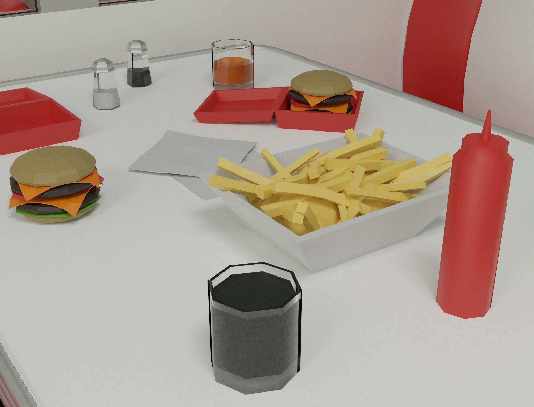 American diner - Full version Low-poly 3D model_9