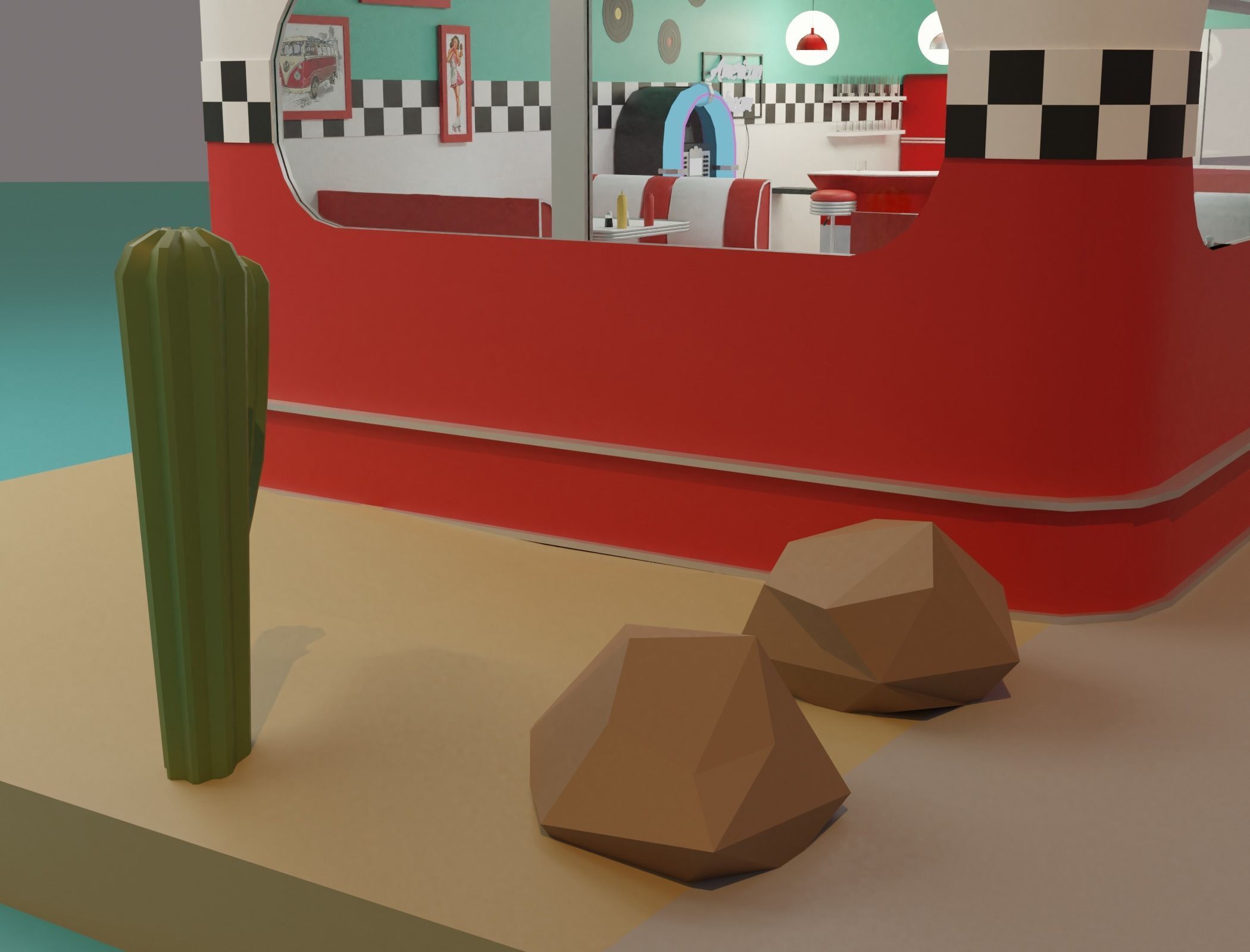 American diner - Full version Low-poly 3D model_20