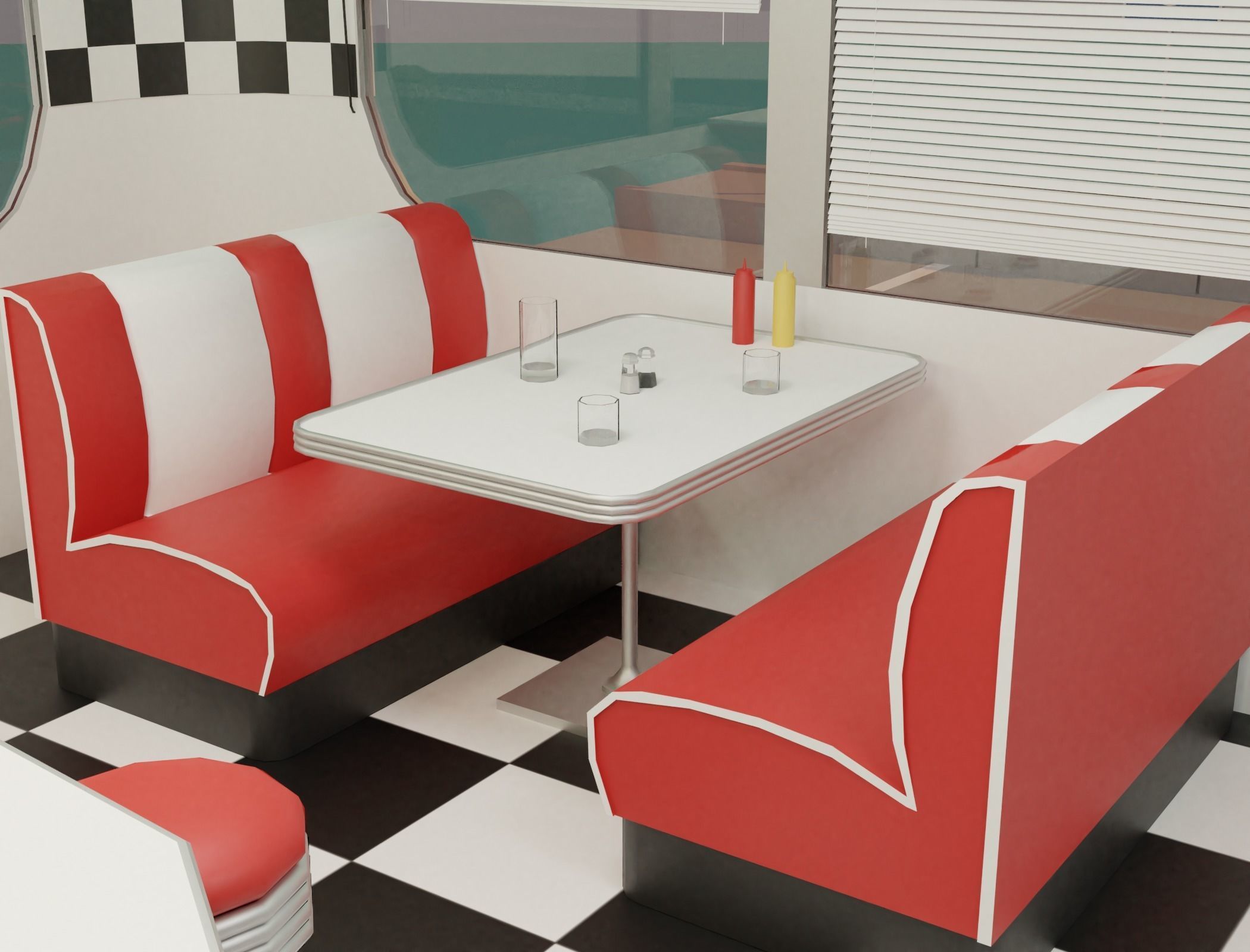 American diner - Full version Low-poly 3D model_6