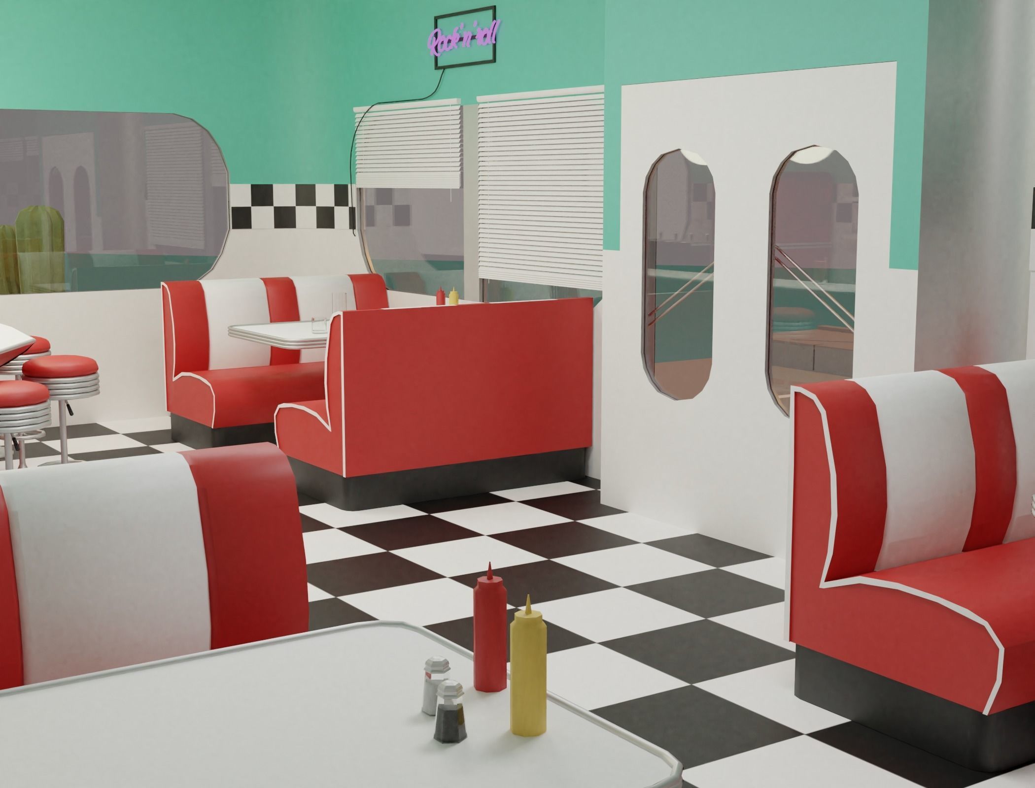American diner - Full version Low-poly 3D model_18