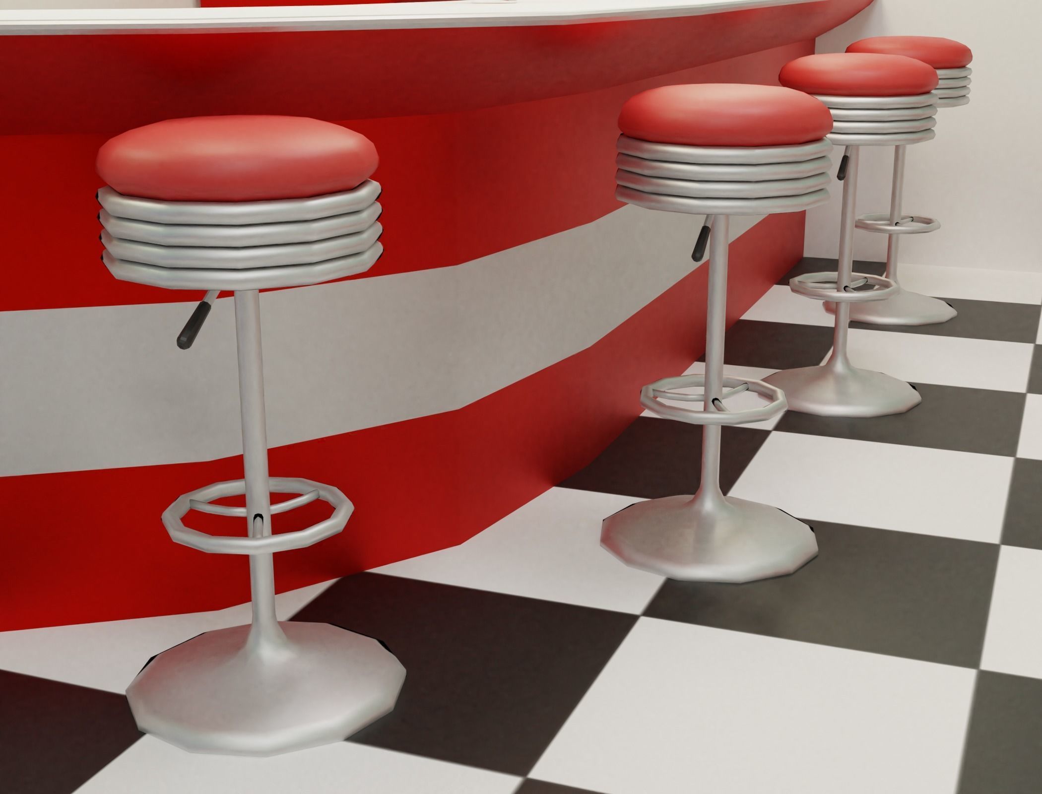 American diner - Full version Low-poly 3D model_17