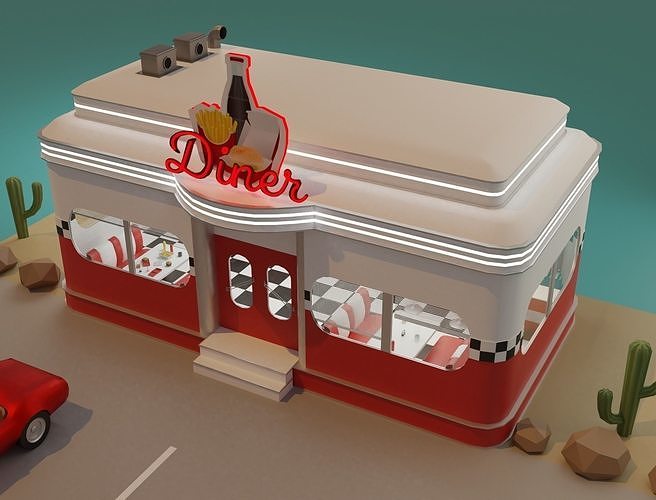 American diner - Full version Low-poly 3D model 4