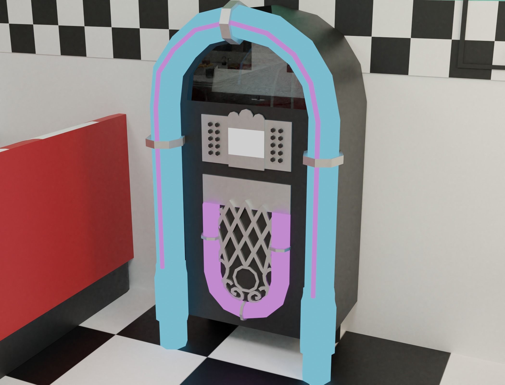 American diner - Full version Low-poly 3D model_12
