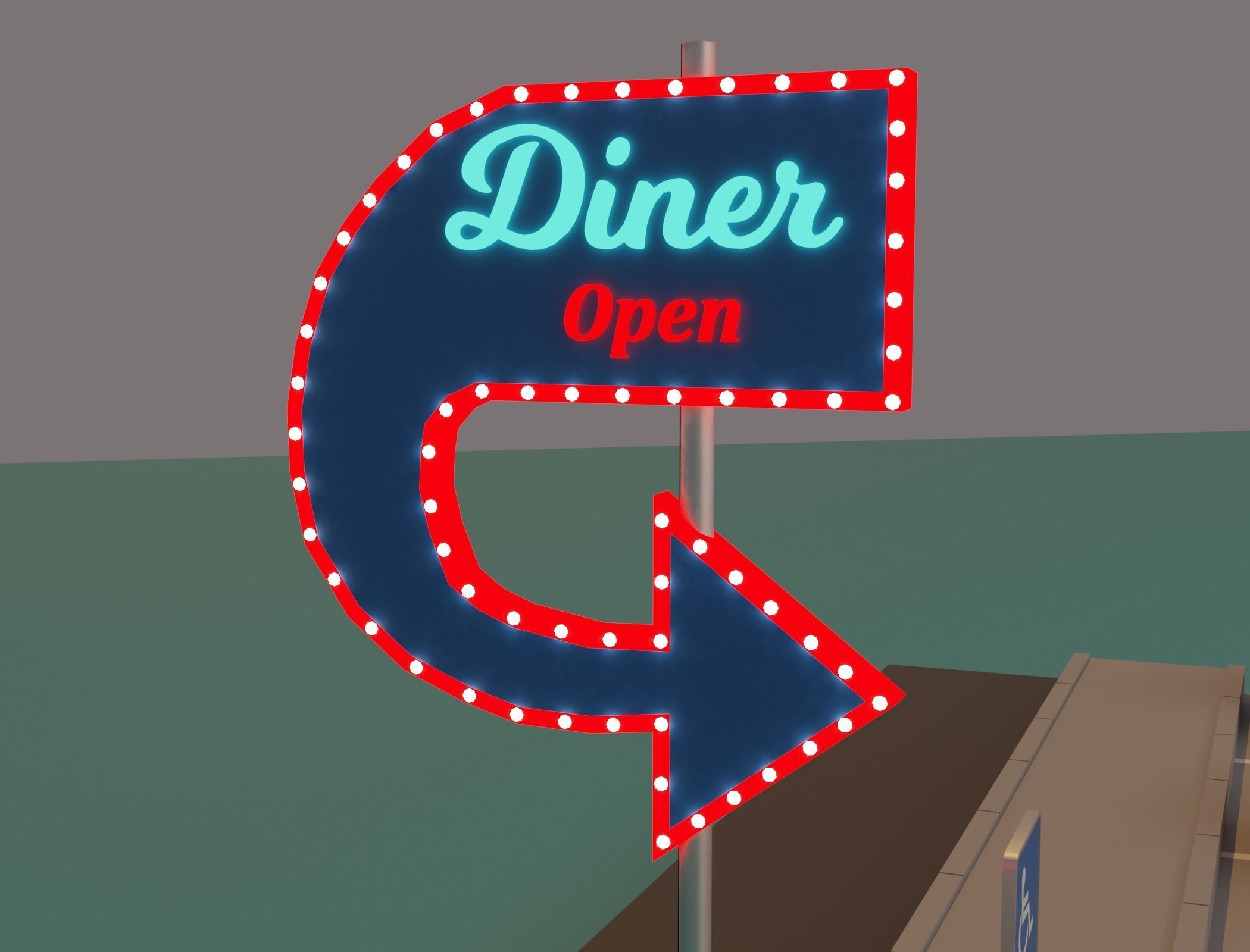 American diner - Full version Low-poly 3D model_22