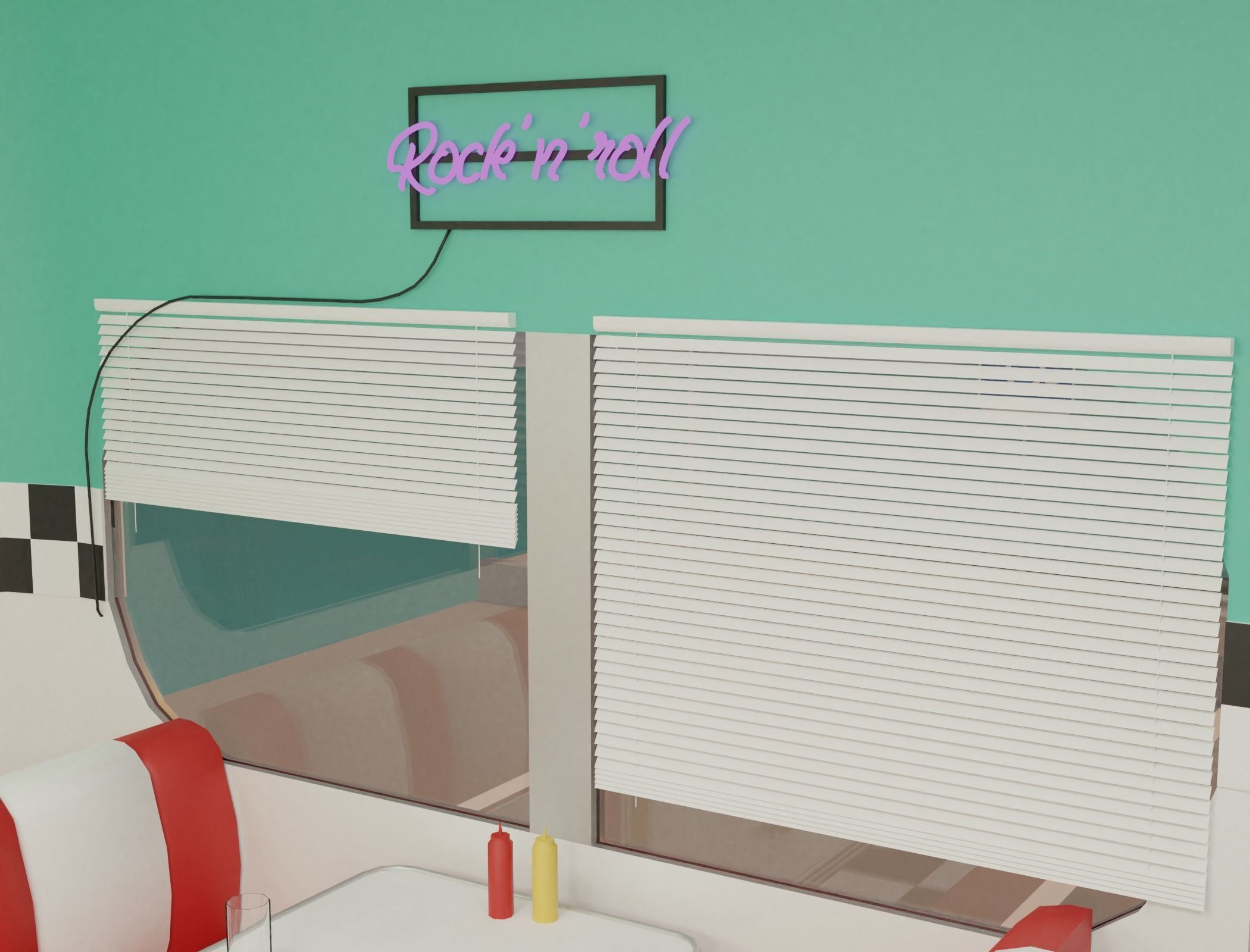 American diner - Full version Low-poly 3D model_16