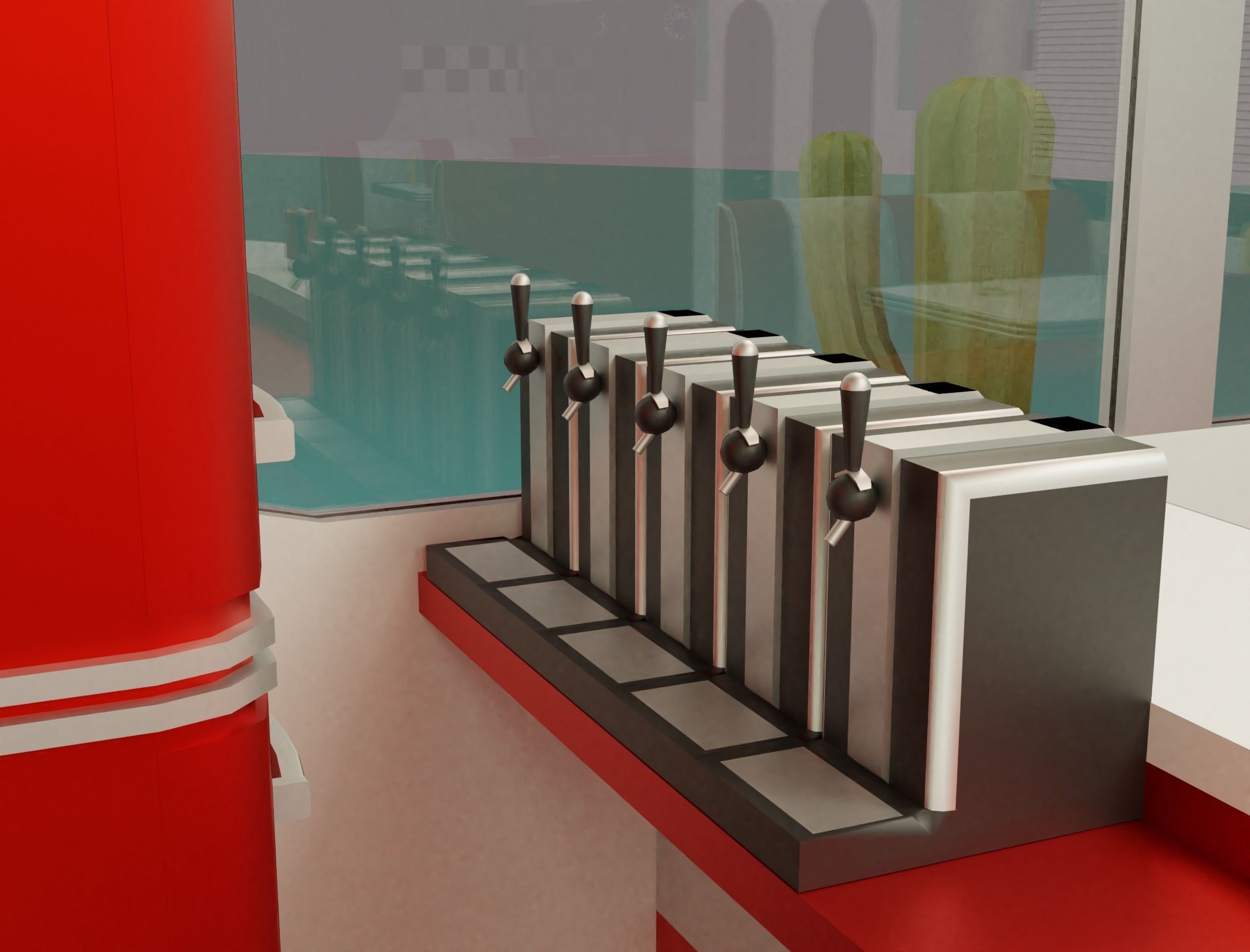 American diner - Full version Low-poly 3D model_14