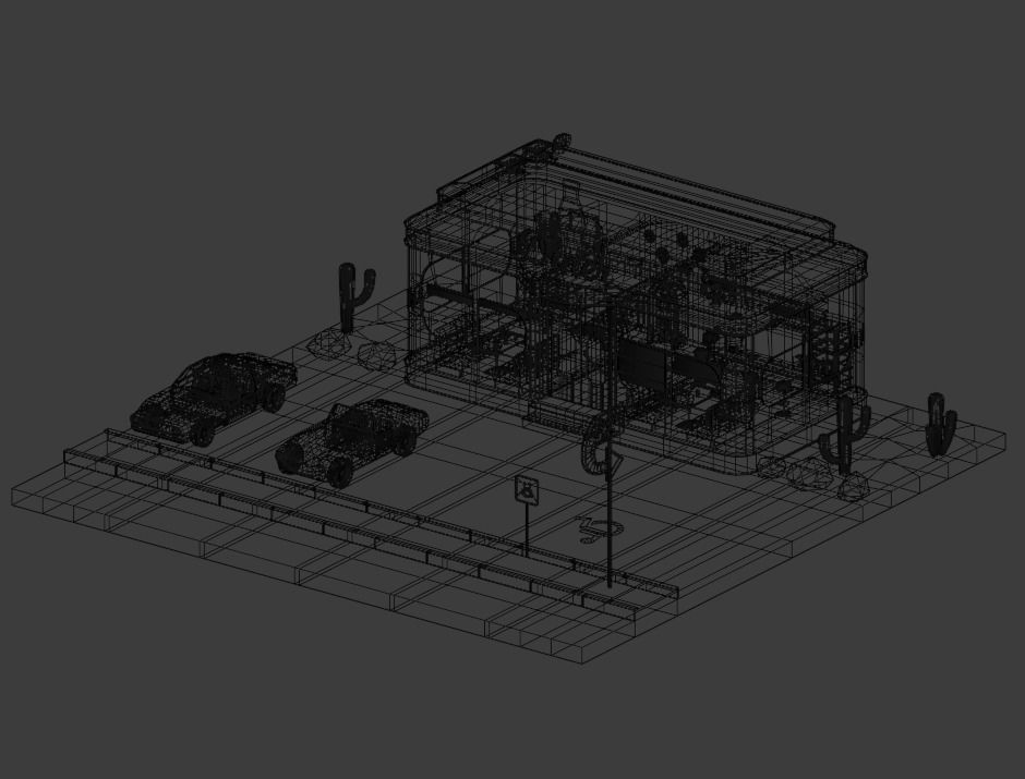 American diner - Full version Low-poly 3D model_2