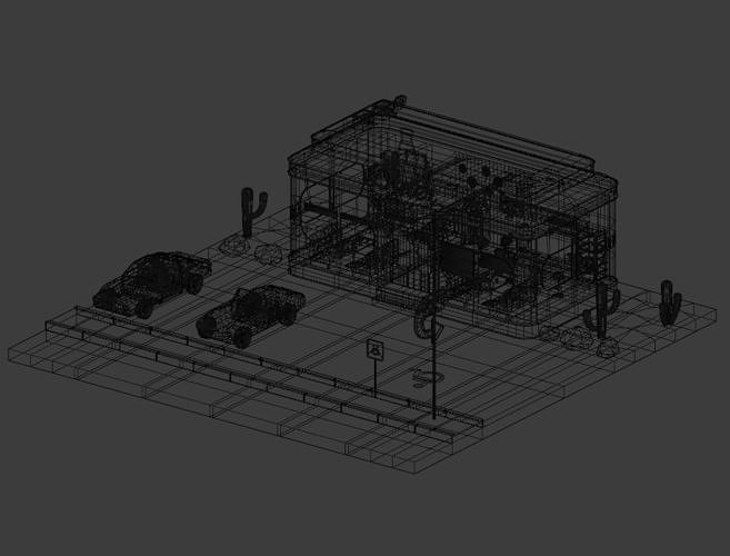 American diner - Full version Low-poly 3D model 3