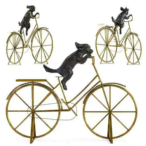 Deco Object Dog With Bicycle Kare Design