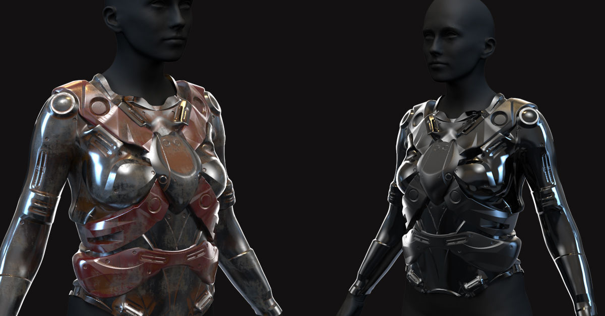 27 Female Scifi Suits KitBash with Uvs Plus ZTL  LP HP 3D model_6