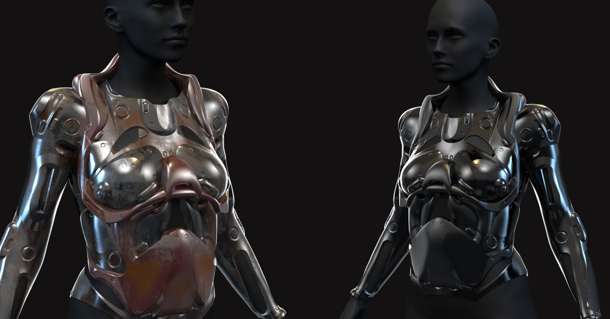 27 Female Scifi Suits KitBash with Uvs Plus ZTL  LP HP 3D model_10