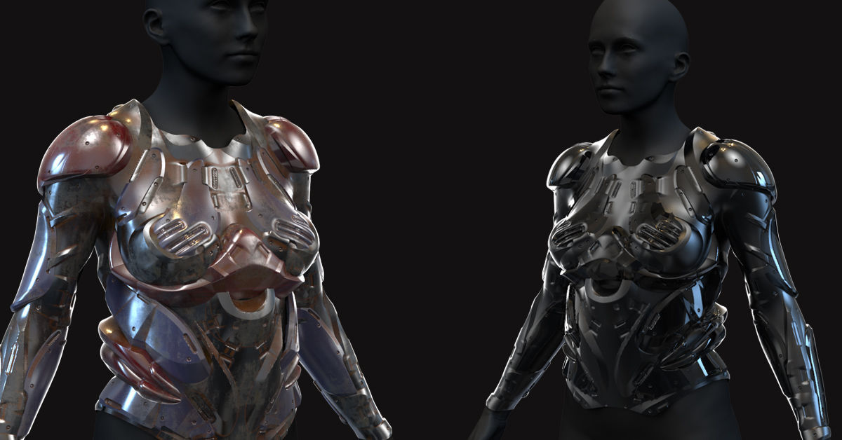 27 Female Scifi Suits KitBash with Uvs Plus ZTL  LP HP 3D model_22