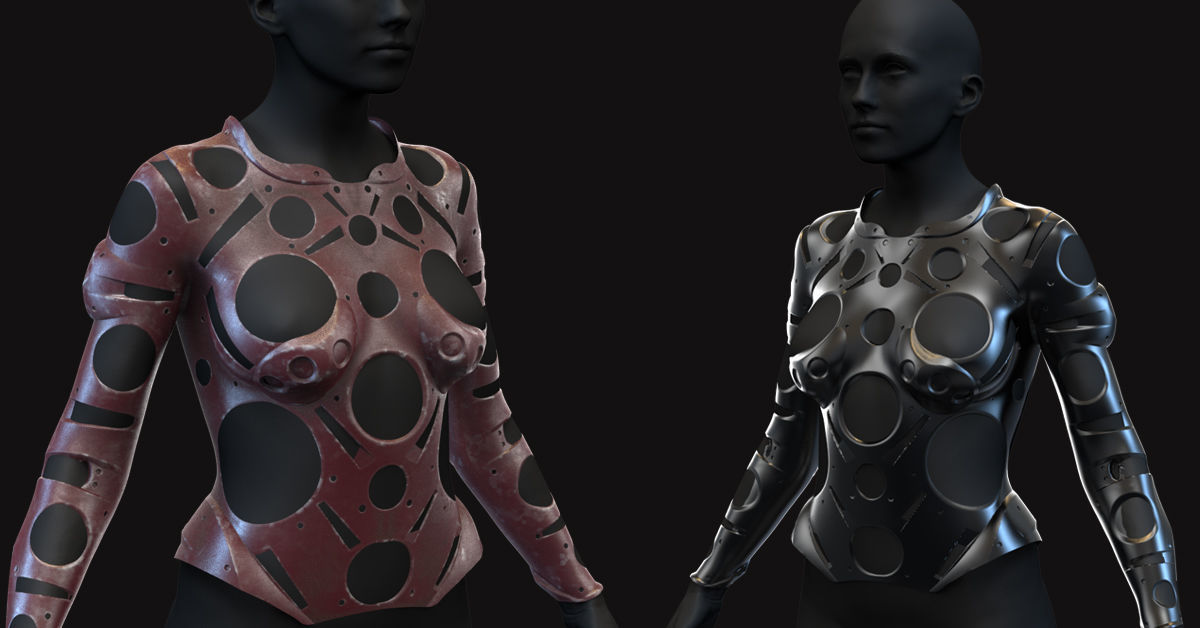 27 Female Scifi Suits KitBash with Uvs Plus ZTL  LP HP 3D model_14