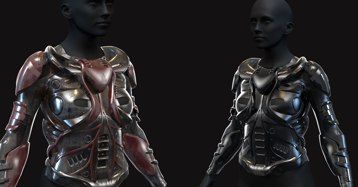 27 Female Scifi Suits KitBash with Uvs Plus ZTL  LP HP 3D model_23