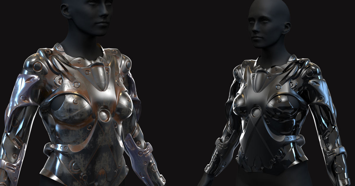 27 Female Scifi Suits KitBash with Uvs Plus ZTL  LP HP 3D model_4