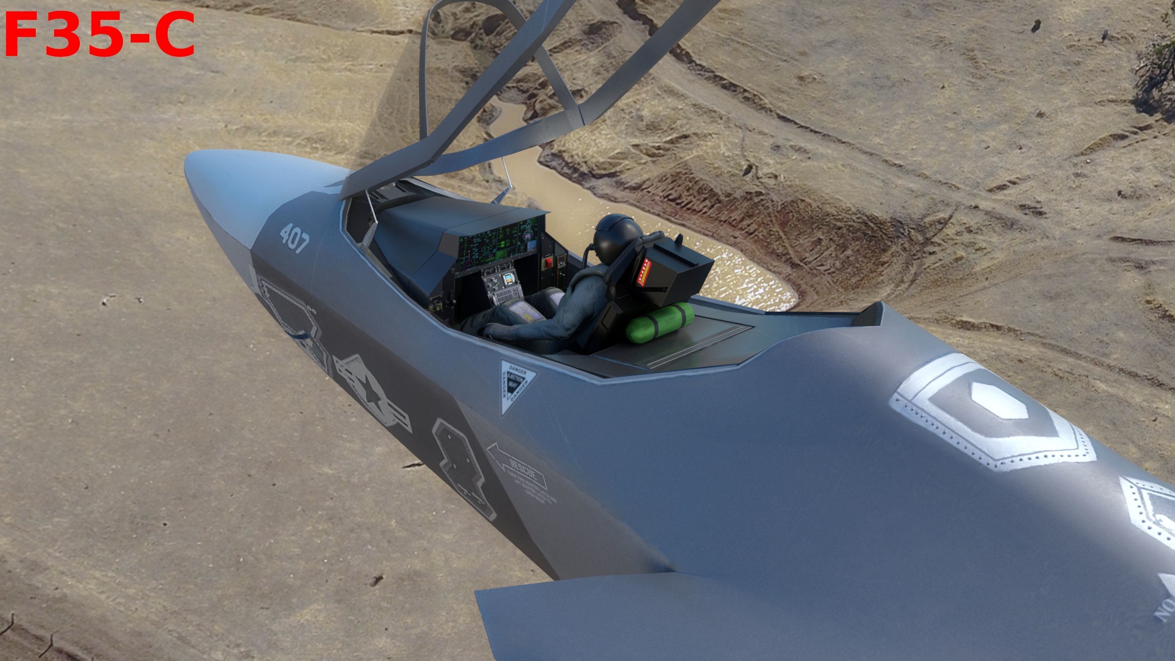 F35 Collection - Fully Rigged and High Resolution Cocpit Low-poly 3D model_28