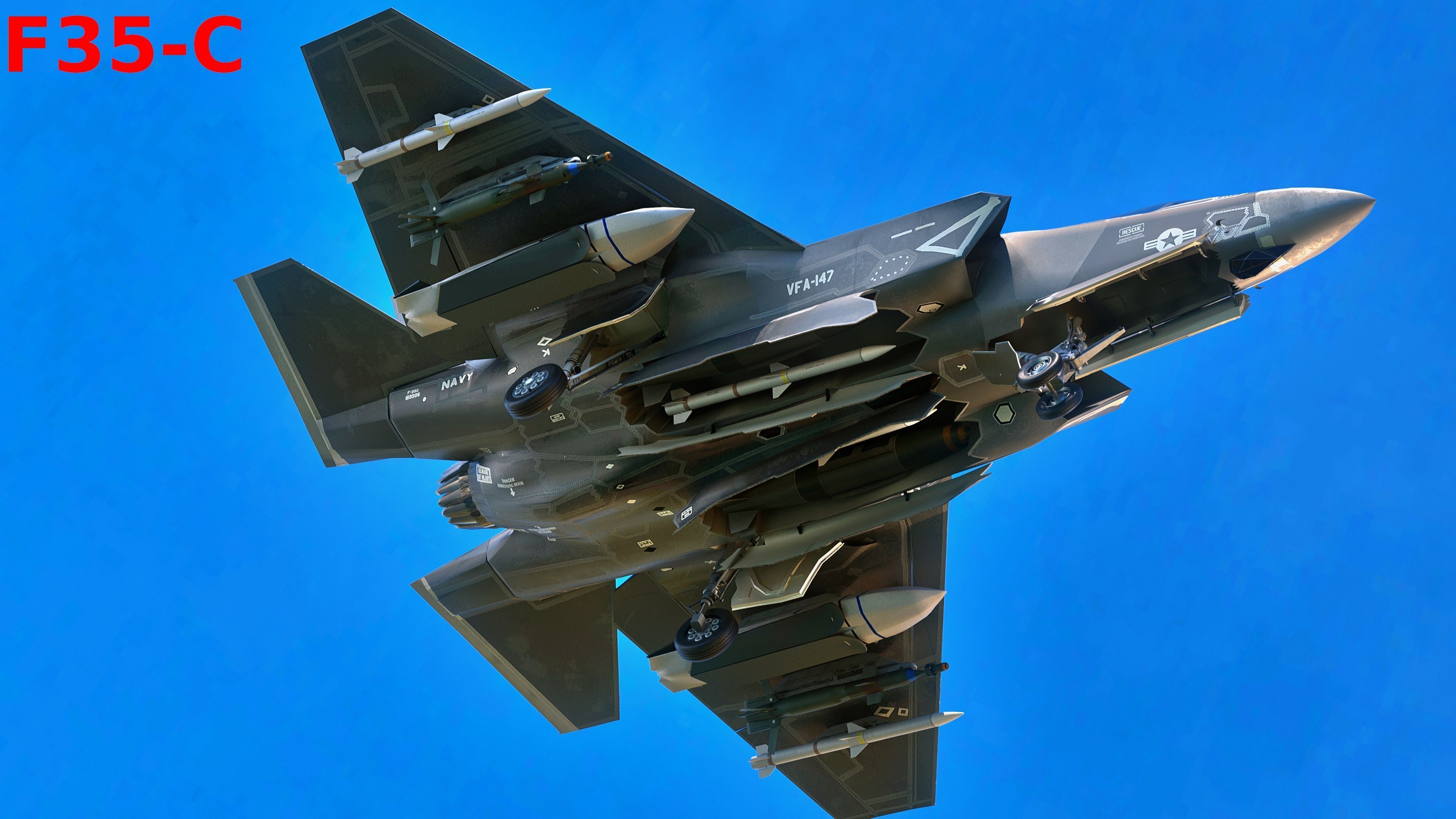 F35 Collection - Fully Rigged and High Resolution Cocpit Low-poly 3D model_36
