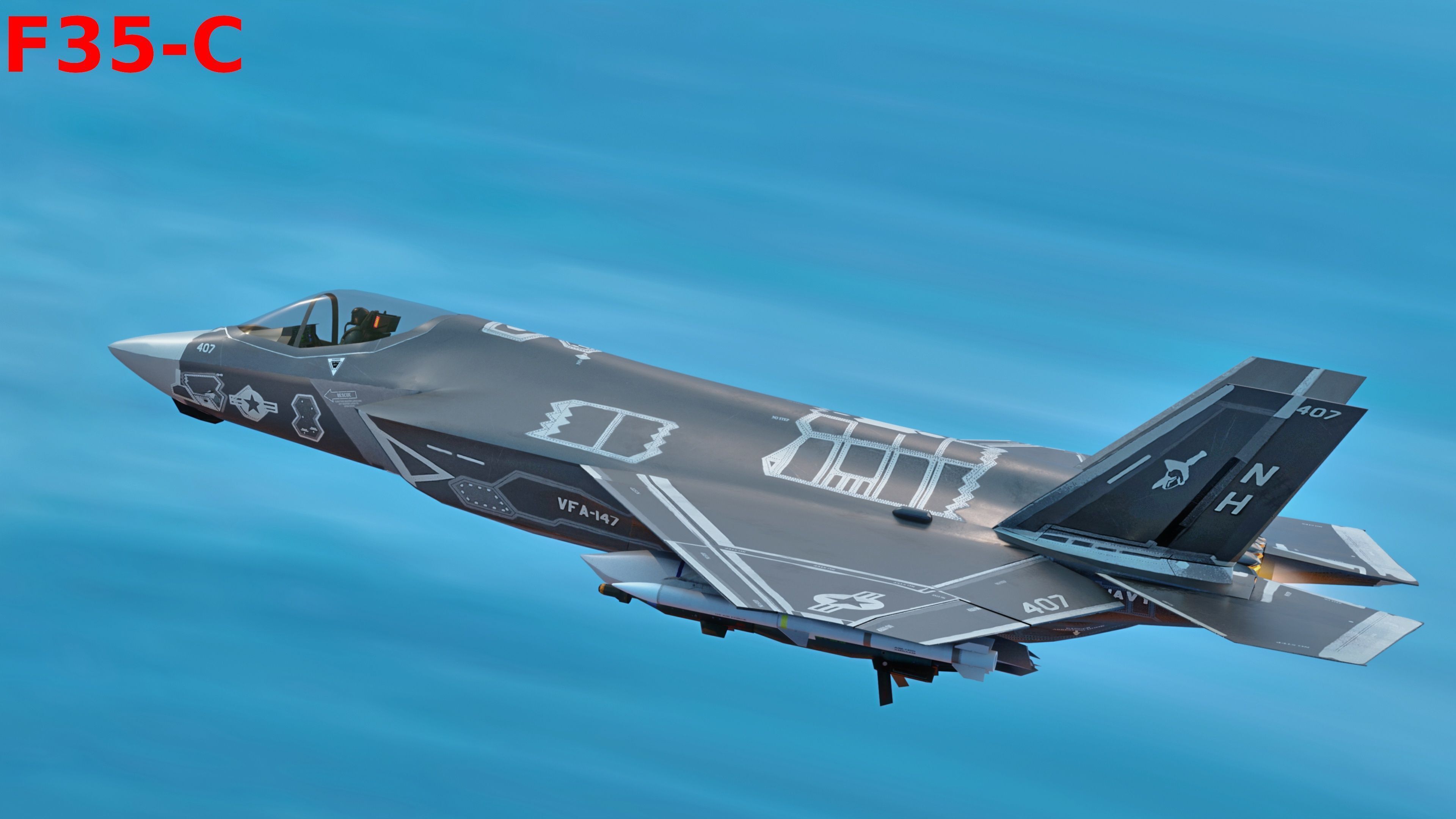 F35 Collection - Fully Rigged and High Resolution Cocpit Low-poly 3D model_33
