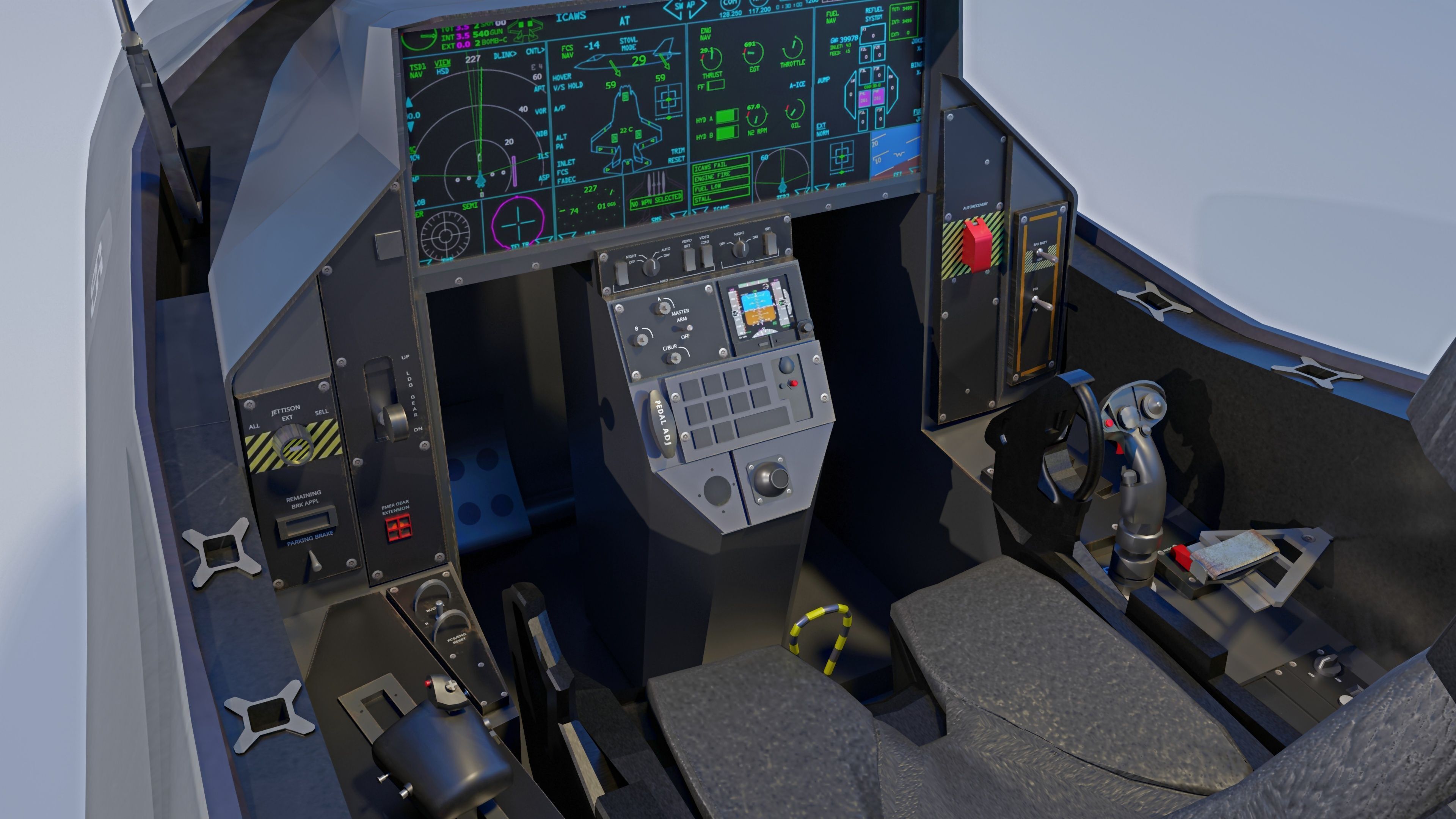 F35 Collection - Fully Rigged and High Resolution Cocpit Low-poly 3D model_38